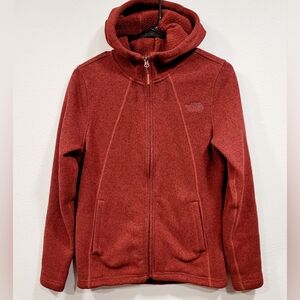 The North Face Fleece High-Neck Hoodie Full-Zip Jacket Dark Red Womens M